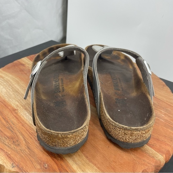 Birkenstock “Gizeh” Silver Metallic Thong Sandals Flats 38 7 - Picture 4 of 8